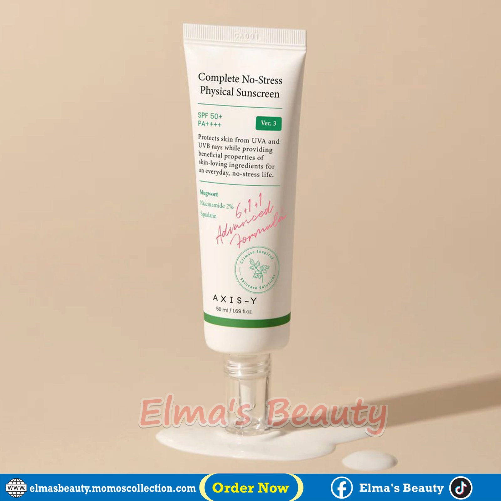 AXIS-Y Complete No-Stress Physical Sunscreen SPF 50+ PA++++